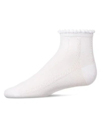 Memoi Kid's Rope Stitch Anklet Socks In White