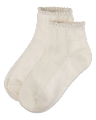 Memoi Kid's Rope Stitch Anklet Socks In Neutral