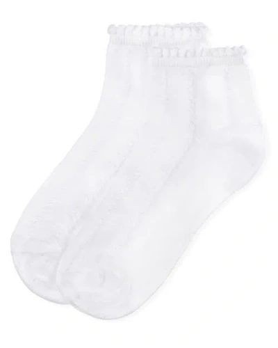Memoi Kid's Rope Stitch Anklet Socks In White