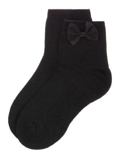 Memoi Kid's Bow-trimmed Mercerized Cotton Rich Ankle Sock In Black