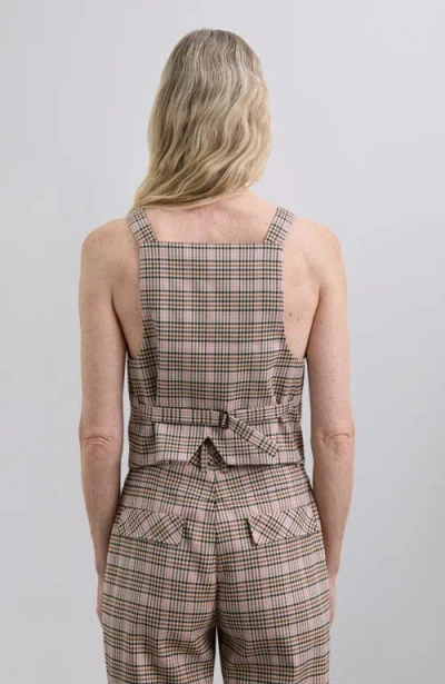 Scalpers Pinkcheck Vest In Multi