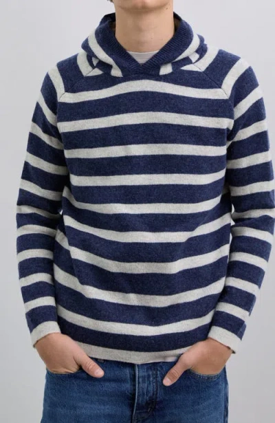 Scalpers Stripes Hoodie Tricot Kids In Blue