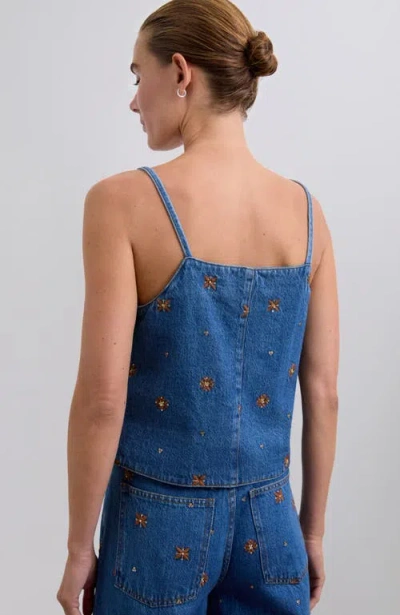 Scalpers Embflower Vest In Blue
