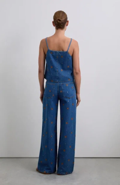 Scalpers Embflower Denim Pant In Blue