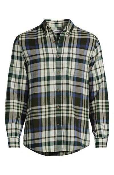 Lands' End Traditional Fit Flagship Flannel Shirt In Gray