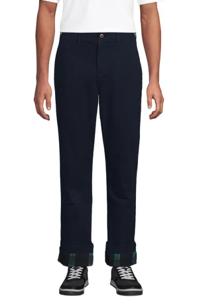 Lands' End Knockabout Comfort Waist Classic Fit Flannel Lined Chino Pant In Blue