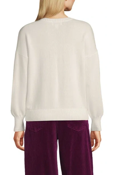 Lands' End Drifter Jersey Crewneck Sweater In White