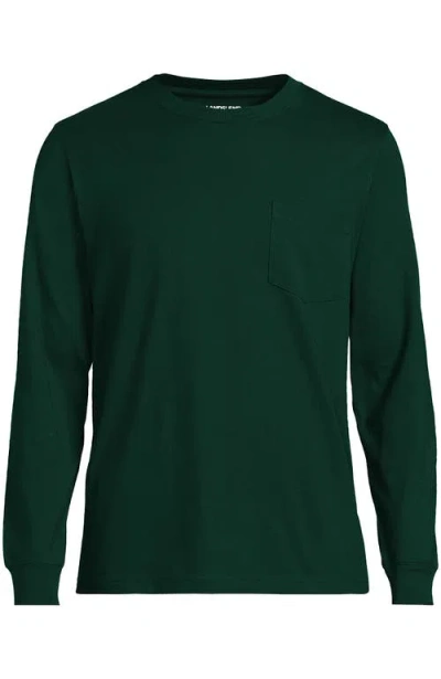 Lands' End Super-t Long Sleeve T-shirt With Pocket In Green