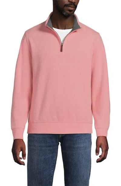 Lands' End Bedford Rib Quarter Zip Sweater In Pink