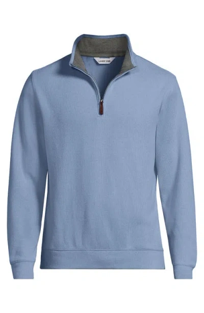 Lands' End Bedford Rib Quarter Zip Sweater In Blue