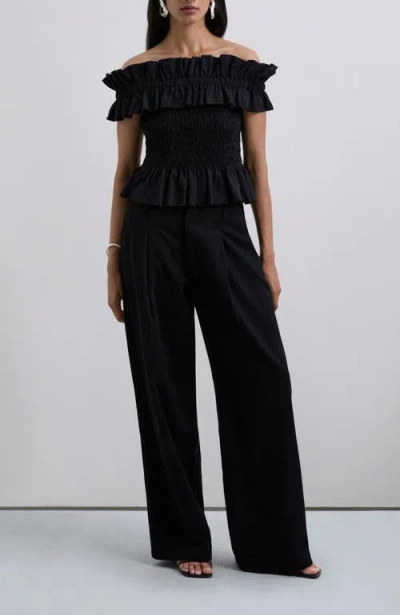 Scalpers Offshoulderpoplin Tee In Black