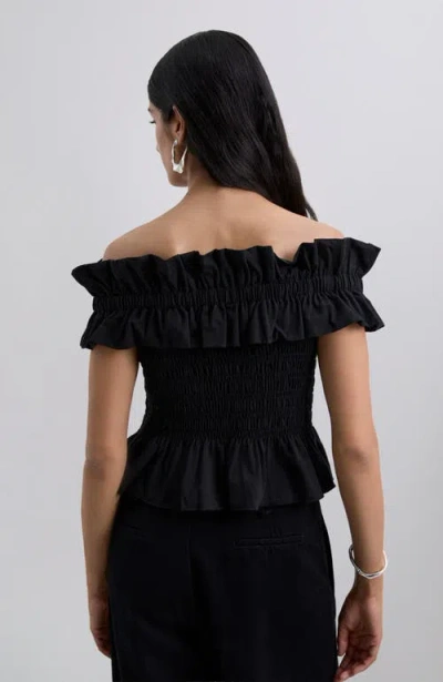 Scalpers Offshoulderpoplin Tee In Black