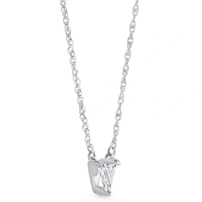 Bliss Diamond Diamond "v" Initial Pendant 18" Necklace 14k Gold Lab Grown In Metallic