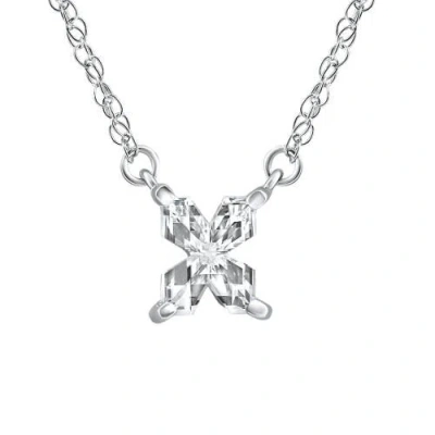 Bliss Diamond Diamond "x" Initial Pendant 18" Necklace 14k Gold Lab Grown In Silver