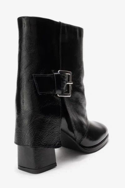 Forever & Always Shoes Lore Leather Block Heel Boot In Black