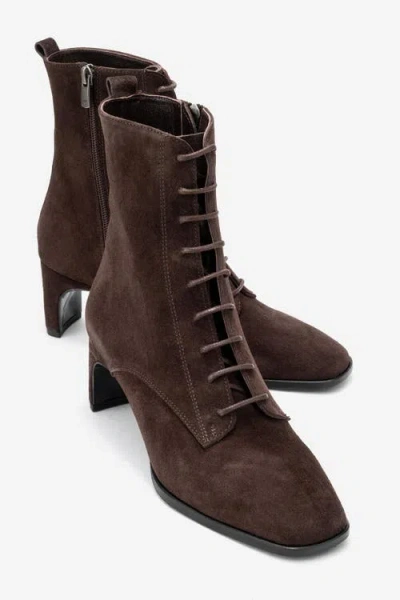 Forever & Always Shoes Sudy Leather Lace Up Boot In Brown