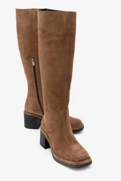 Forever & Always Shoes Fros Leather Knee High Boot In Brown