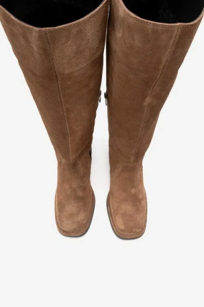 Forever & Always Shoes Fros Leather Knee High Boot In Brown