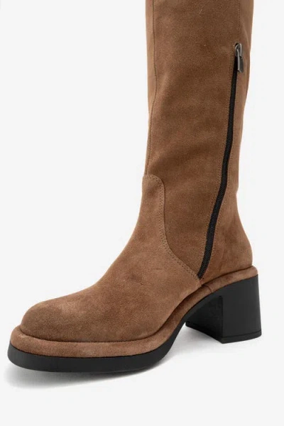 Forever & Always Shoes Fros Leather Knee High Boot In Brown