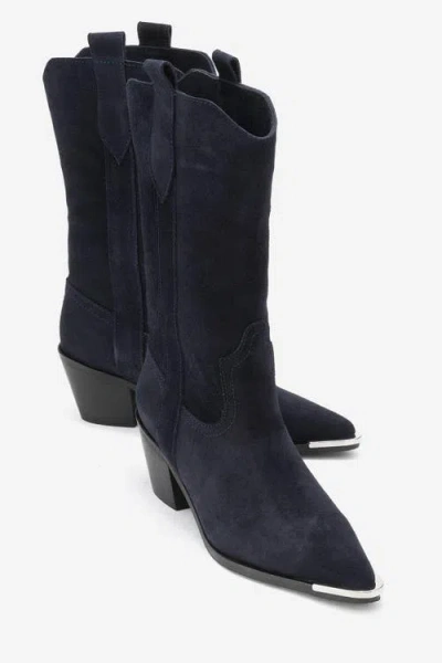 Forever & Always Shoes Alvi Leather Western Boot In Blue
