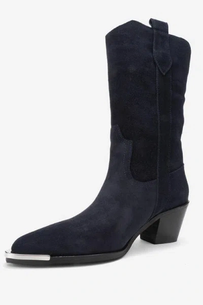 Forever & Always Shoes Alvi Leather Western Boot In Blue