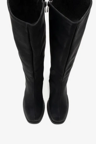 Prologue Shoes Carm Nubuck Platform Mid Calf Boot In Black