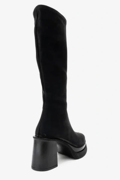 Prologue Shoes Carm Nubuck Platform Mid Calf Boot In Black