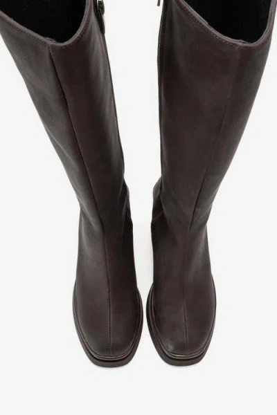 Prologue Shoes Carm Nubuck Platform Mid Calf Boot In Brown