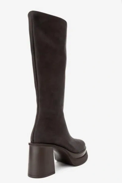 Prologue Shoes Carm Nubuck Platform Mid Calf Boot In Brown