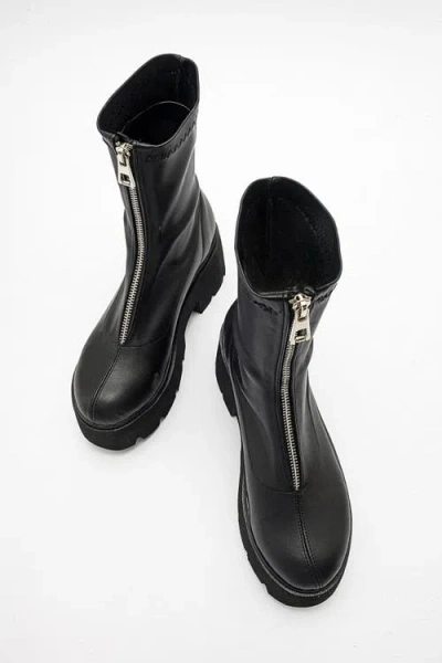 Prologue Shoes Ovil Platform Zip Boot In Black