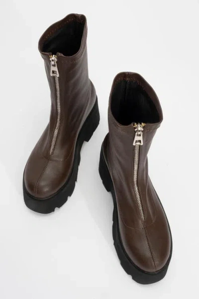 Prologue Shoes Ovil Platform Zip Boot In Brown