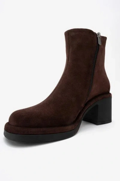 Forever & Always Shoes Junae Leather Block Heel Boot In Brown