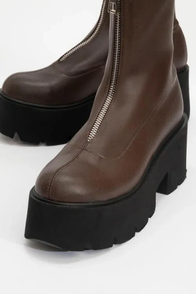 Prologue Shoes Ovil Platform Zip Boot In Brown