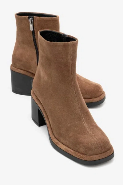Forever & Always Shoes Junae Leather Block Heel Boot In Brown