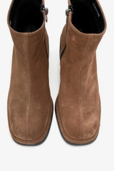 Forever & Always Shoes Junae Leather Block Heel Boot In Brown