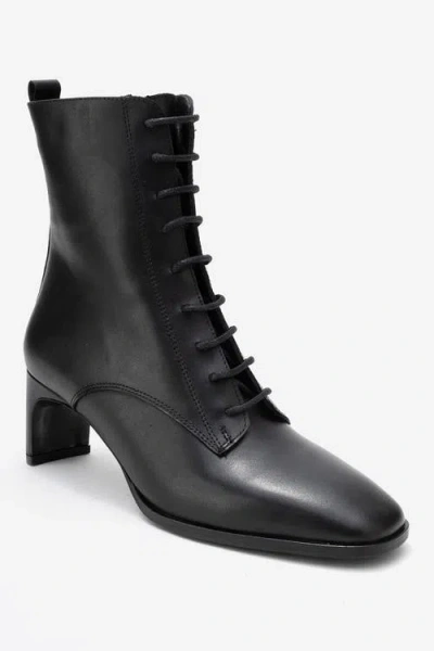 Forever & Always Shoes Sudy Leather Lace Up Boot In Black