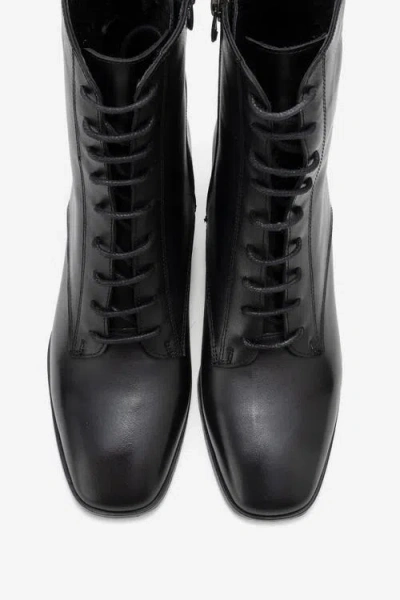 Forever & Always Shoes Sudy Leather Lace Up Boot In Black