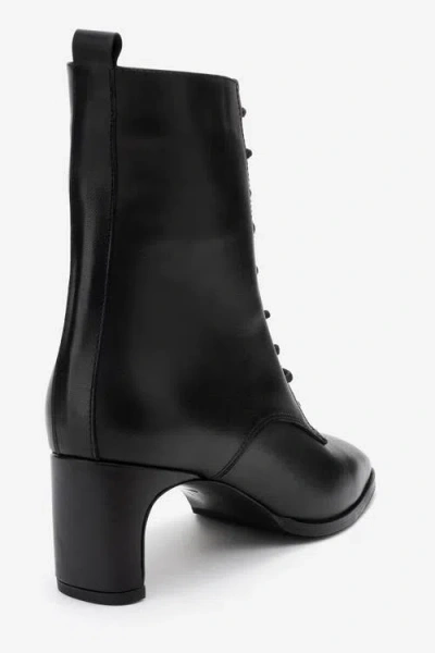 Forever & Always Shoes Sudy Leather Lace Up Boot In Black