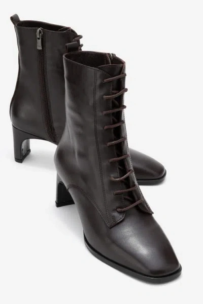 Forever & Always Shoes Sudy Leather Lace Up Boot In Brown