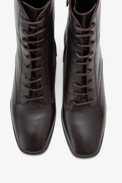 Forever & Always Shoes Sudy Leather Lace Up Boot In Brown