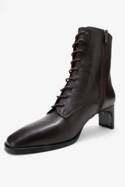 Forever & Always Shoes Sudy Leather Lace Up Boot In Brown