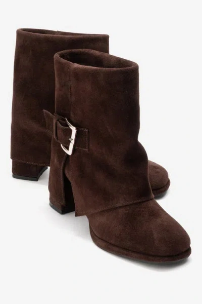 Forever & Always Shoes Lore Leather Block Heel Boot In Brown