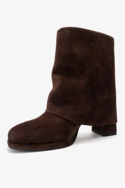 Forever & Always Shoes Lore Leather Block Heel Boot In Brown