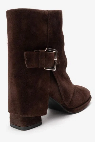 Forever & Always Shoes Lore Leather Block Heel Boot In Brown