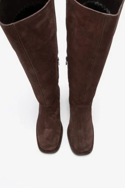 Forever & Always Shoes Fros Leather Knee High Boot In Brown