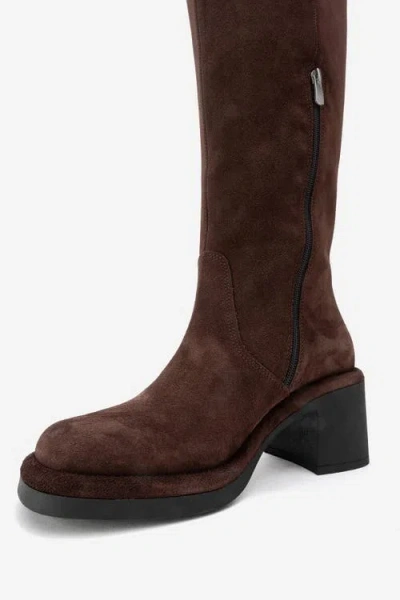 Forever & Always Shoes Fros Leather Knee High Boot In Brown
