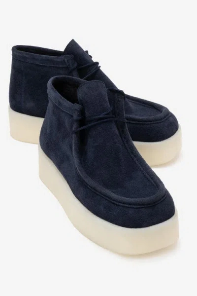 Forever & Always Shoes Melia Leather Platform Boot In Blue