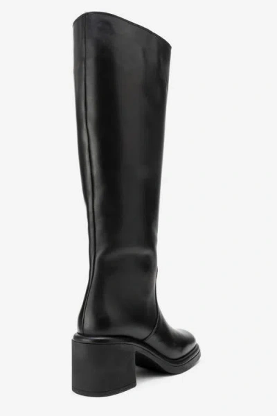 Forever & Always Shoes Fros Leather Knee High Boot In Black