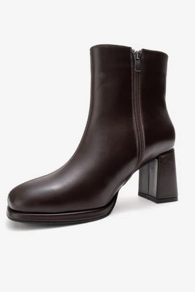 Forever & Always Shoes Napoli Leather Block Heel Boot In Brown