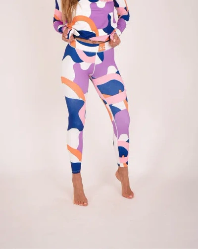 Oosc Blue White Pink Purple Base Layer Leggings In Multi